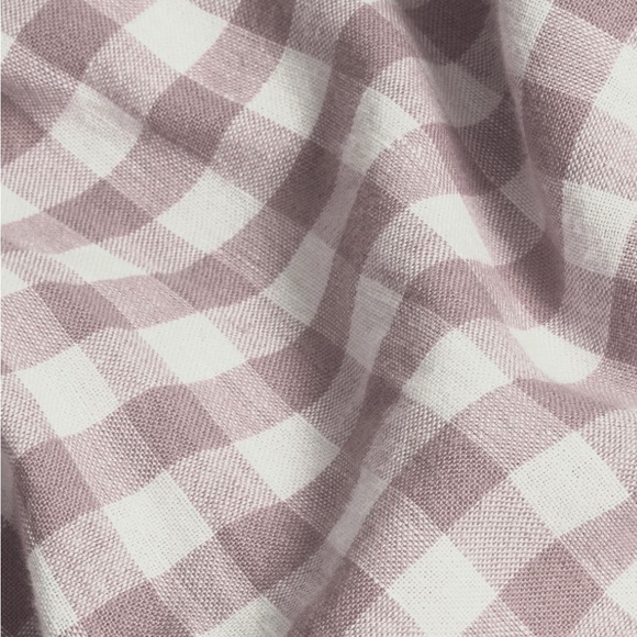 Piglet In Bed Fitted Sheet California King Elderberry Gingham Linen Bedding - Picture 2 of 8
